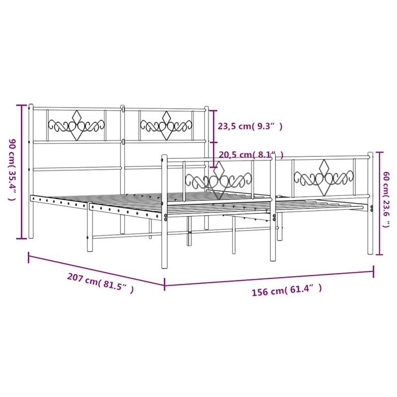Pemberly Row Powder-Coated Steel Queen/Double Bed Frame in White