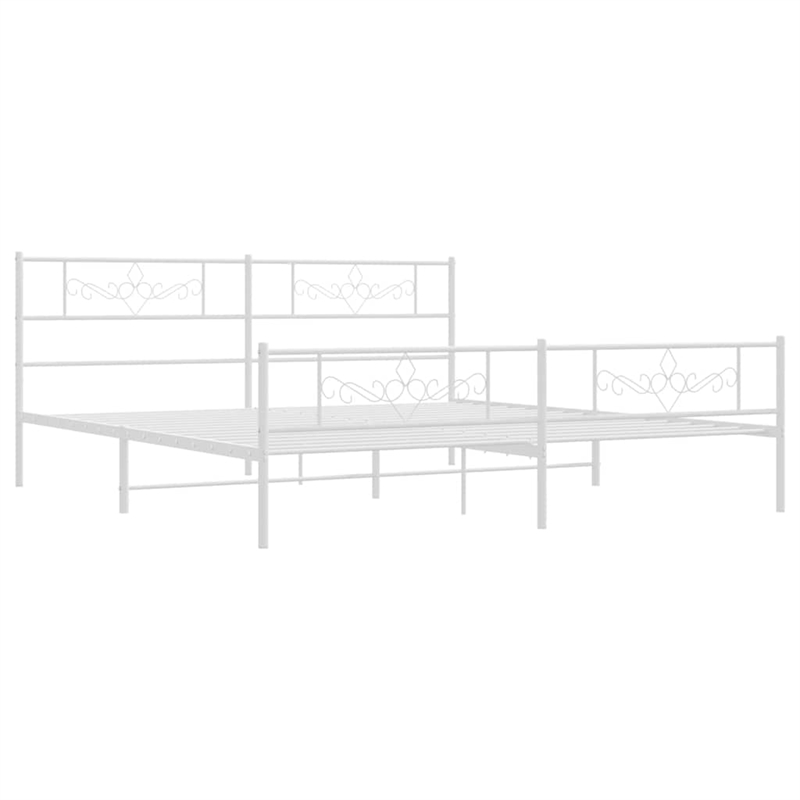 Pemberly Row Powder-Coated Steel Cal King/Double Storage Bed Frame in White