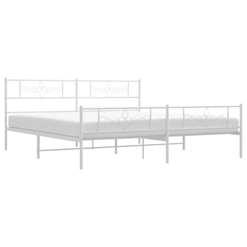 Pemberly Row Powder-Coated Steel Cal King/Double Storage Bed Frame in White