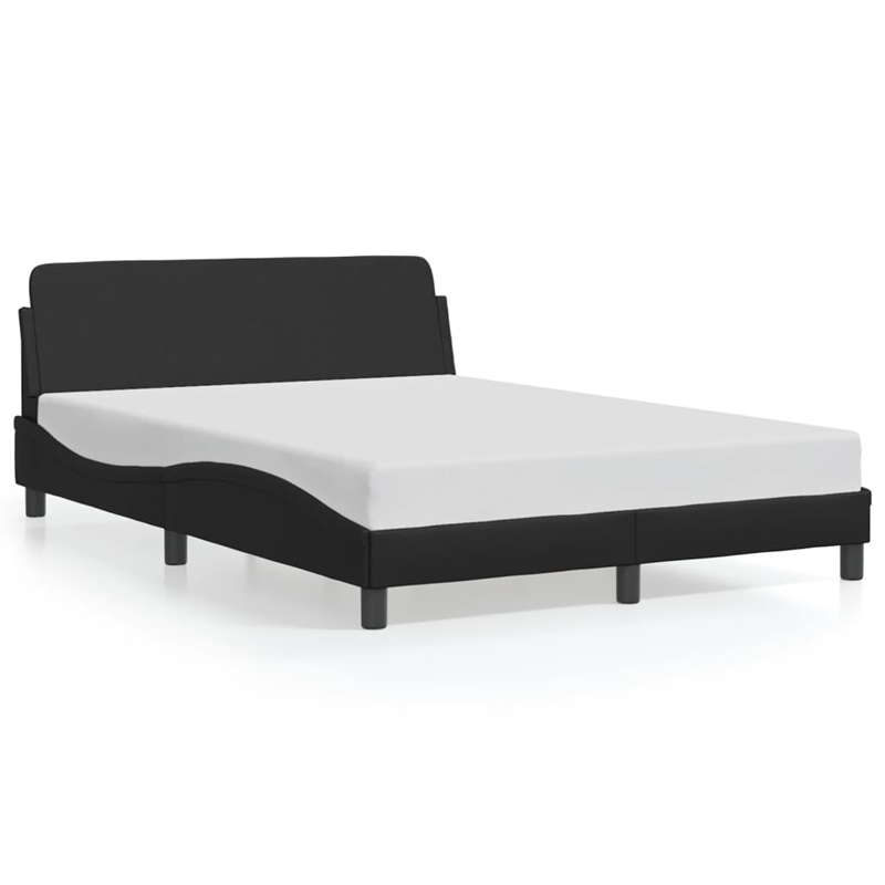 Pemberly Row Contemporary Faux Leather Full Bed Frame in Black