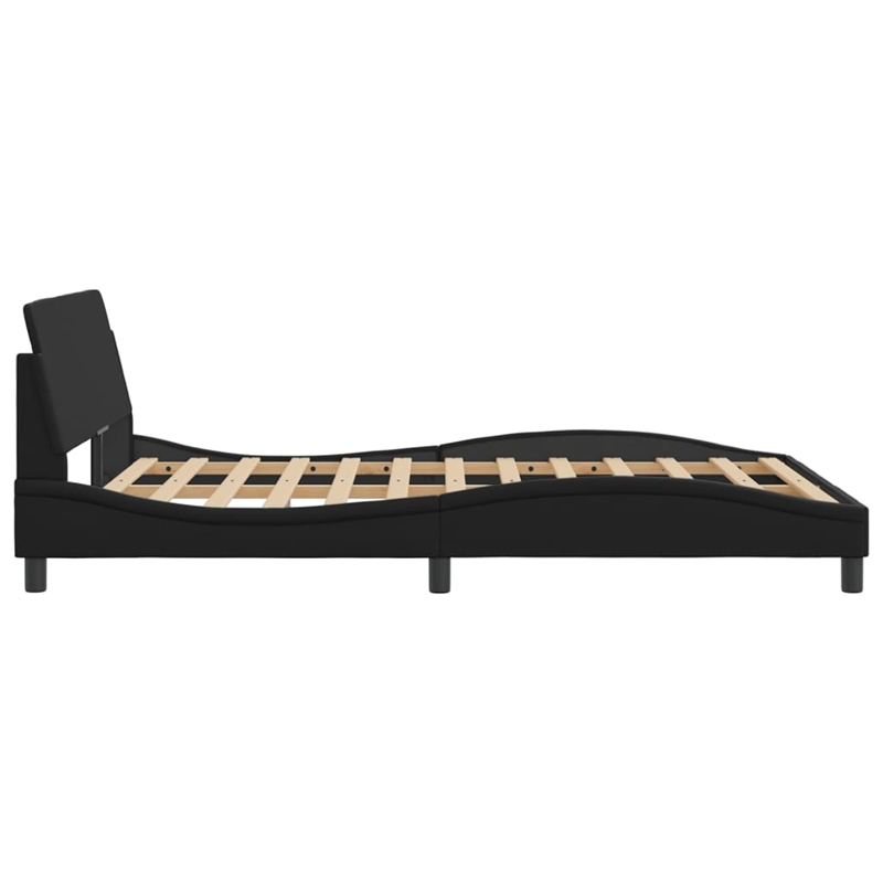 Pemberly Row Contemporary Faux Leather Full Bed Frame in Black