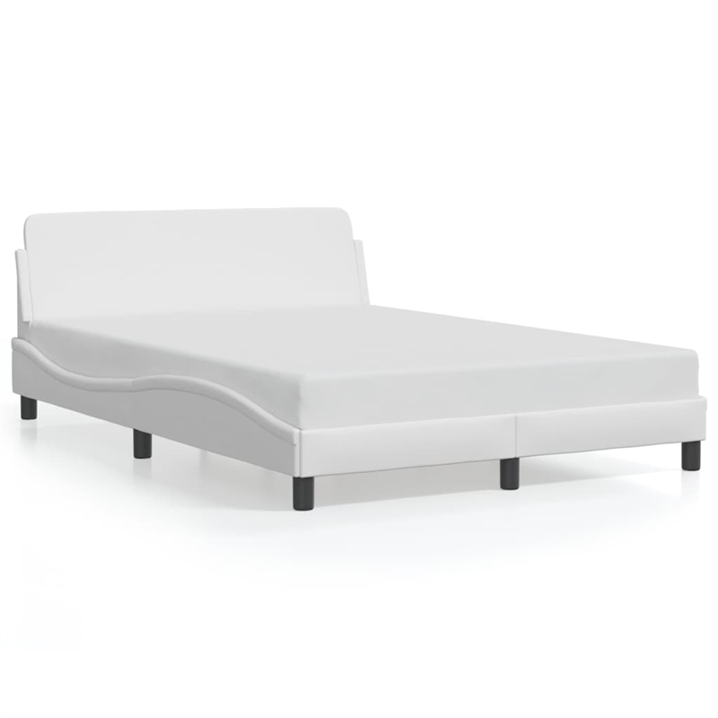 Pemberly Row Contemporary Faux Leather Full Bed Frame in White