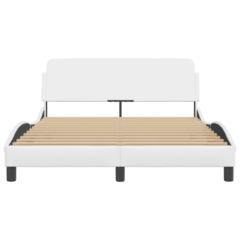 Pemberly Row Contemporary Faux Leather Full Bed Frame in White