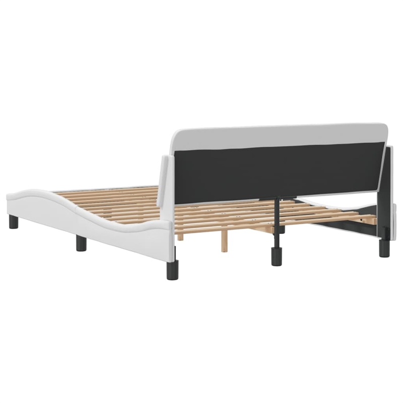 Pemberly Row Contemporary Faux Leather Full Bed Frame in White