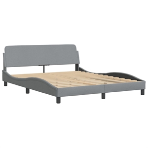Pemberly Row Contemporary Queen Engineered Wood Bed Frame in Light Grey