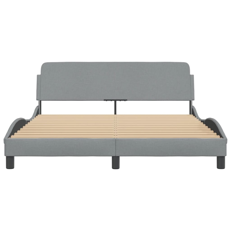 Pemberly Row Contemporary Queen Engineered Wood Bed Frame in Light Grey