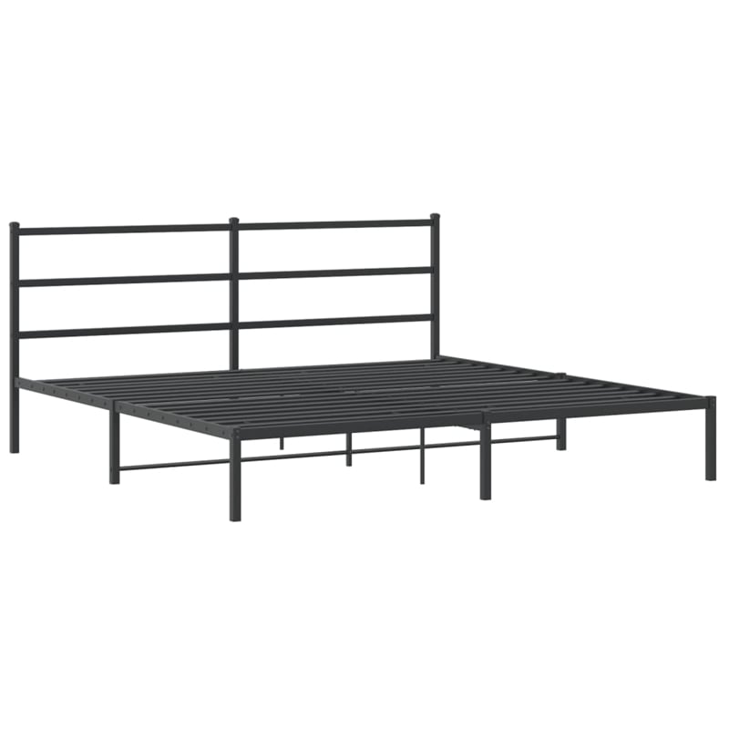 Pemberly Row Rectangular Powder-Coated Steel Full Bed Frame in Black