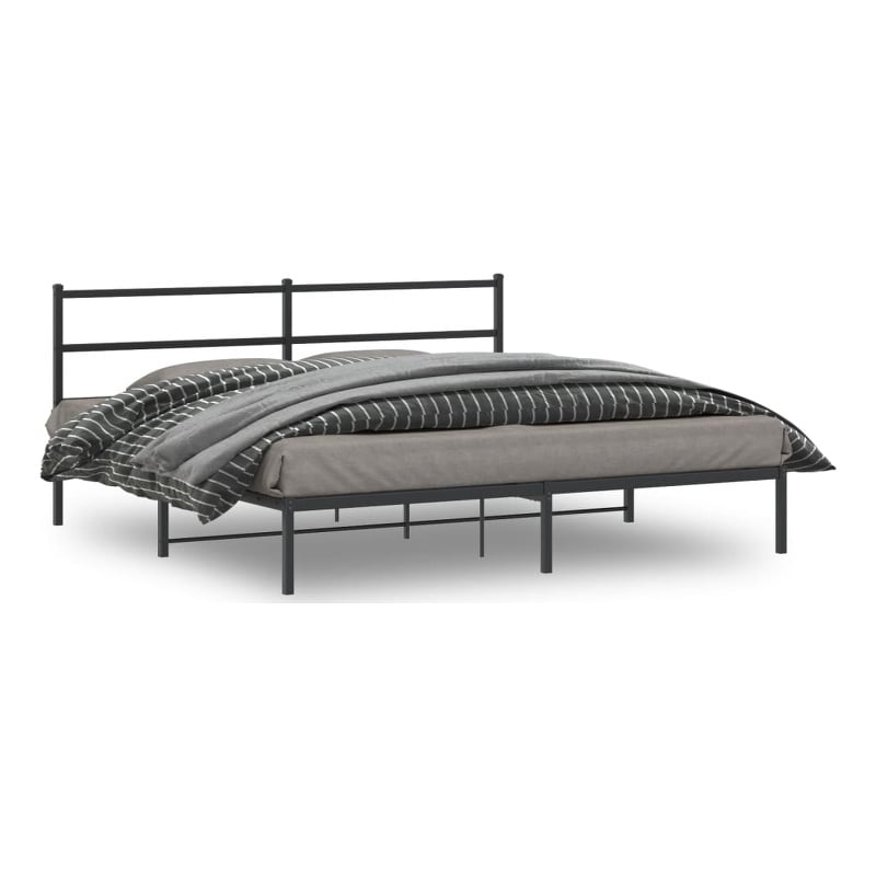 Pemberly Row Rectangular Powder-Coated Steel Full Bed Frame in Black