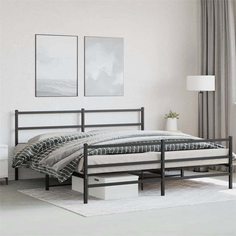 Pemberly Row 76 x 79.9 Steel Powder-Coated Bed Frame in Black