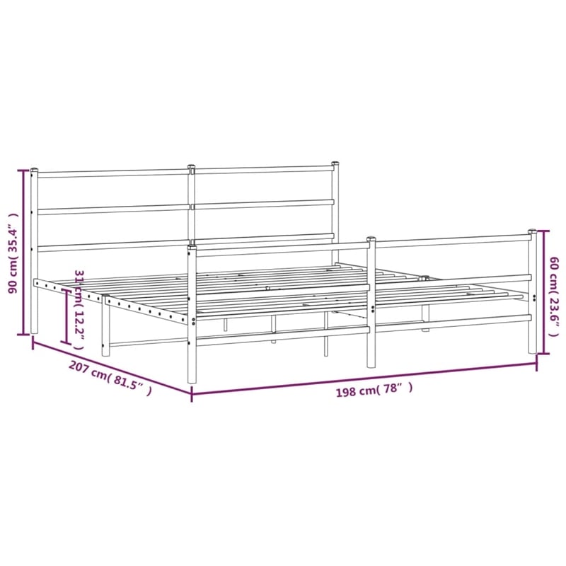 Pemberly Row 76 x 79.9 Steel Powder-Coated Bed Frame in Black