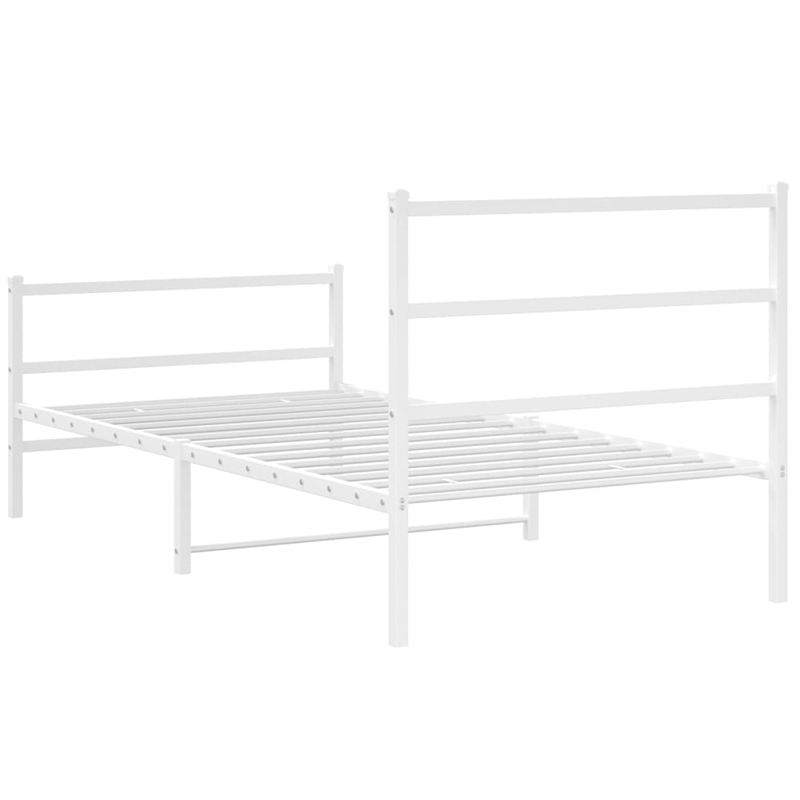Pemberly Row Rectangular Modern Steel Twin Bed Frame Bed Frame in White
