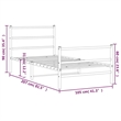 Pemberly Row Rectangular Modern Steel Twin Bed Frame Bed Frame in White
