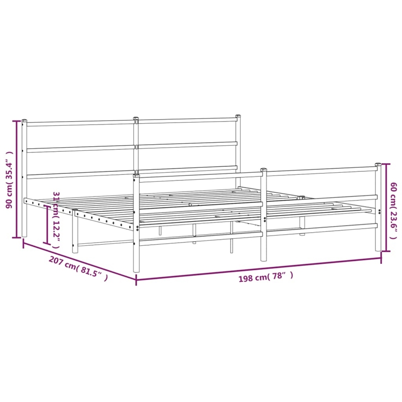 Pemberly Row Rectangular Powder-Coated Steel Full Bed Frame in White