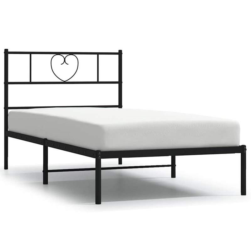 Pemberly Row Rectangular Steel Single Modern Bed Frame in Black