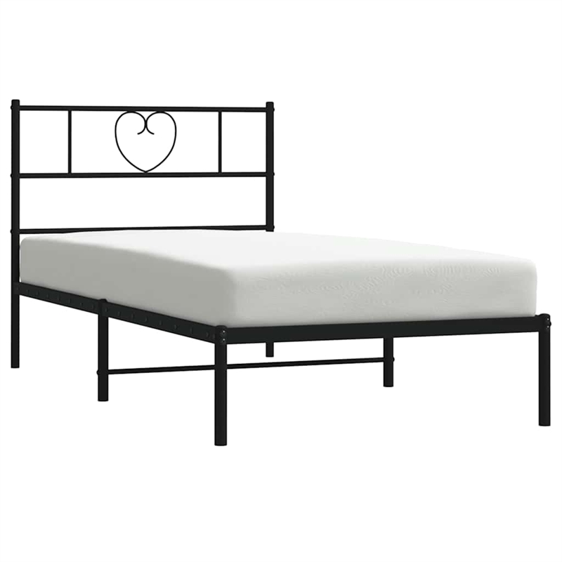 Pemberly Row Rectangular Steel Single Modern Bed Frame in Black