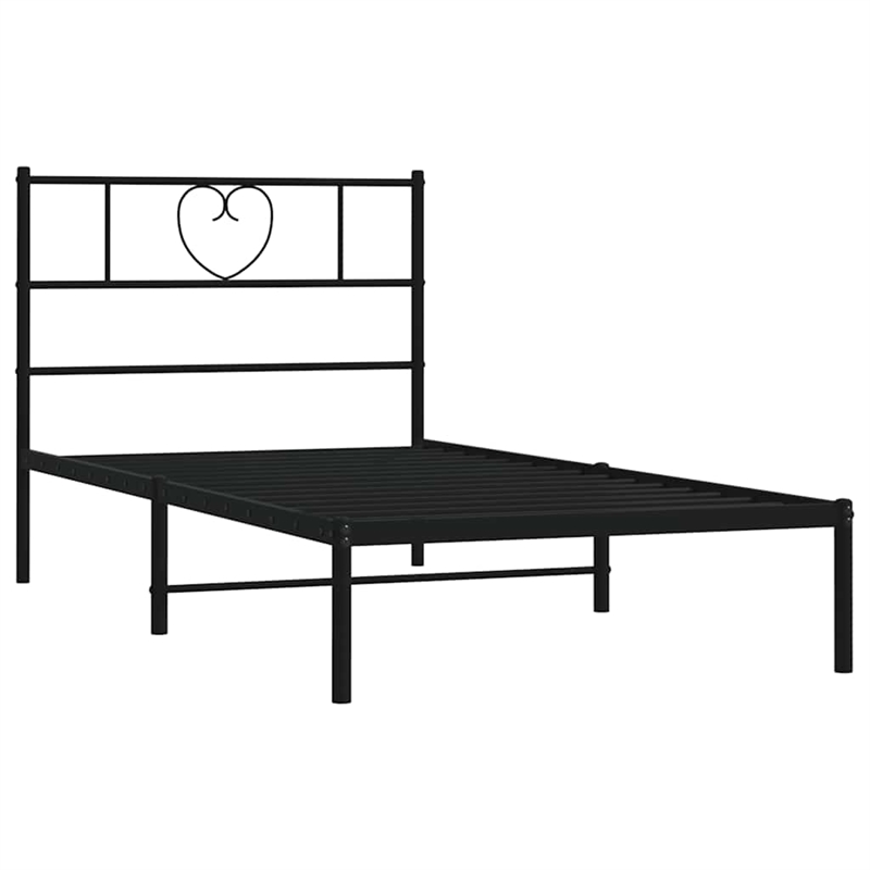 Pemberly Row Rectangular Steel Single Modern Bed Frame in Black