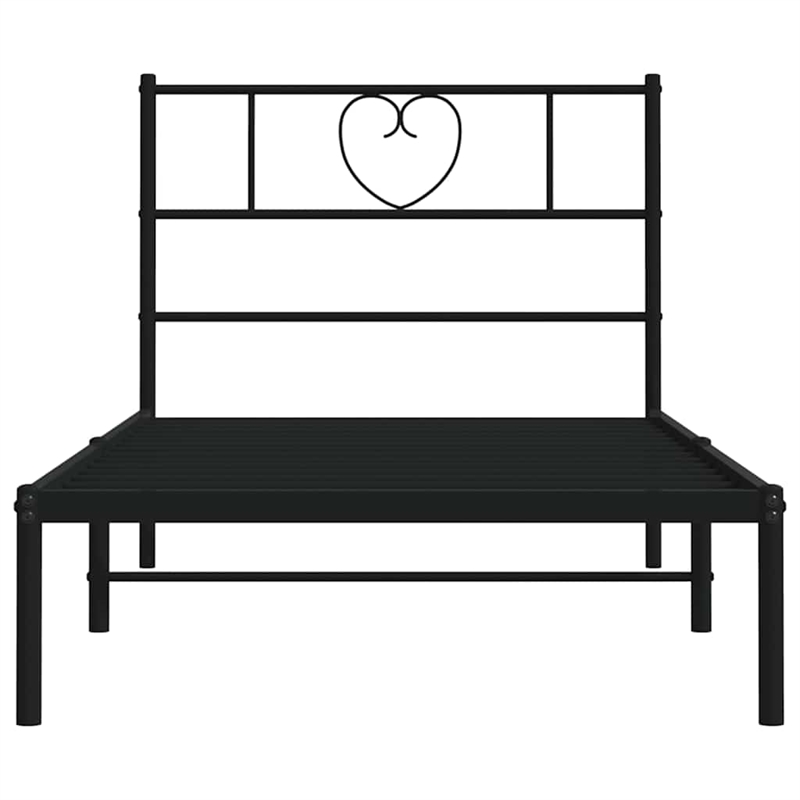 Pemberly Row Rectangular Steel Single Modern Bed Frame in Black