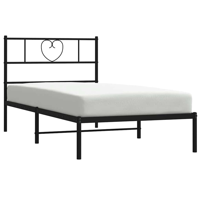 Pemberly Row Contemporary Powder-Coated Steel Twin Bed Frame in Black