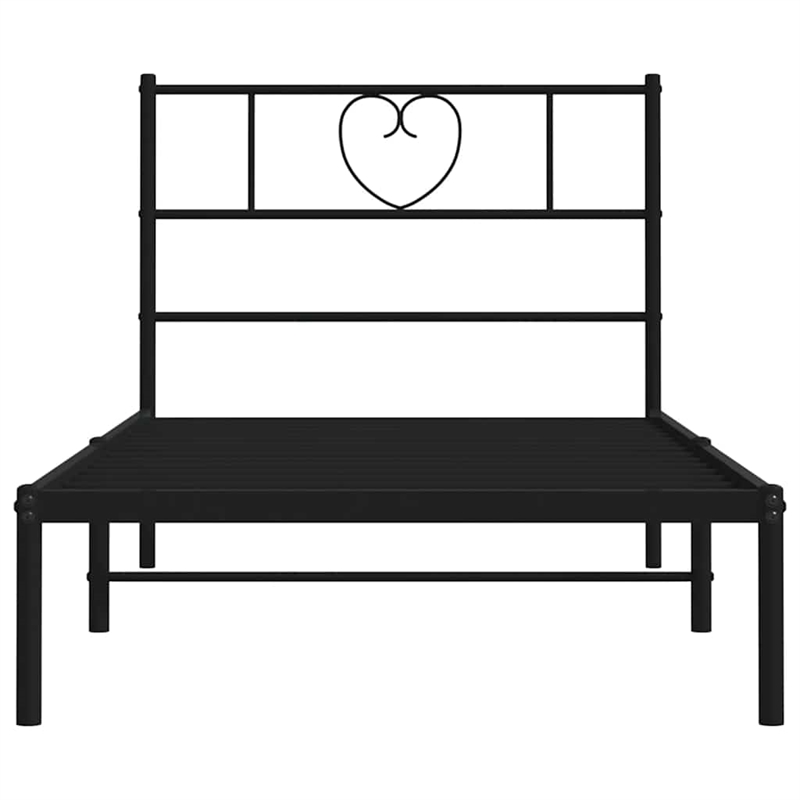 Pemberly Row Contemporary Powder-Coated Steel Twin Bed Frame in Black