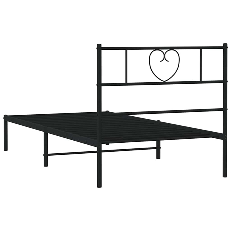 Pemberly Row Contemporary Powder-Coated Steel Twin Bed Frame in Black