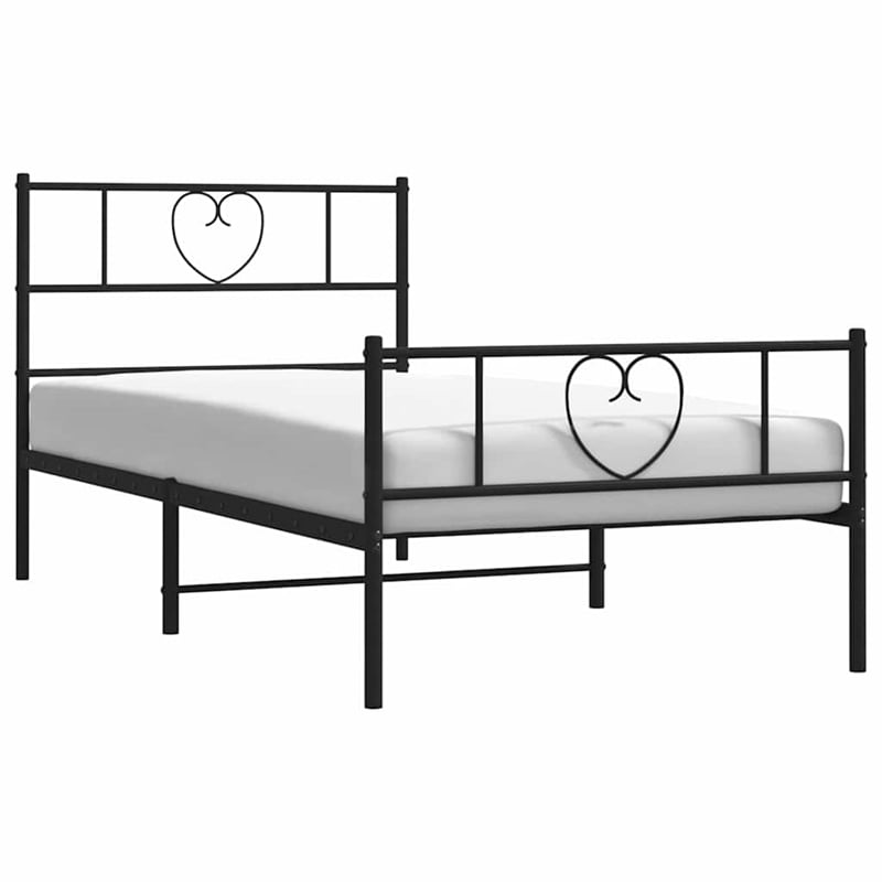 Pemberly Row Contemporary Powder-Coated Steel Twin Bed Frame in Black