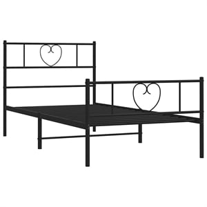 Pemberly Row Contemporary Powder-Coated Steel Twin Bed Frame in Black