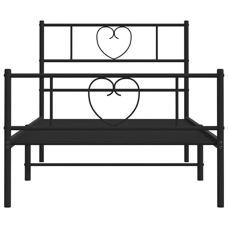 Pemberly Row Contemporary Powder-Coated Steel Twin Bed Frame in Black