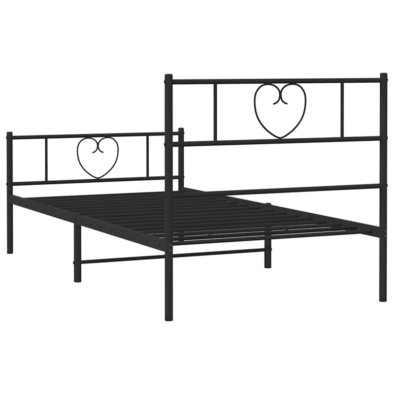 Pemberly Row Contemporary Powder-Coated Steel Twin Bed Frame in Black