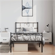 Pemberly Row Contemporary Powder-Coated Steel Twin Bed Frame in Black