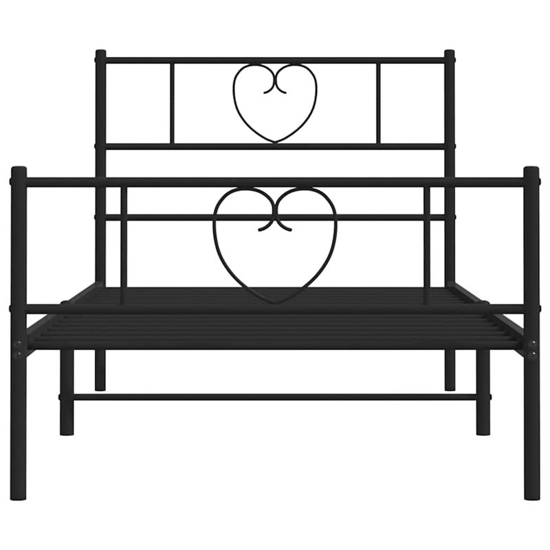 Pemberly Row Contemporary Powder-Coated Steel Twin Bed Frame in Black