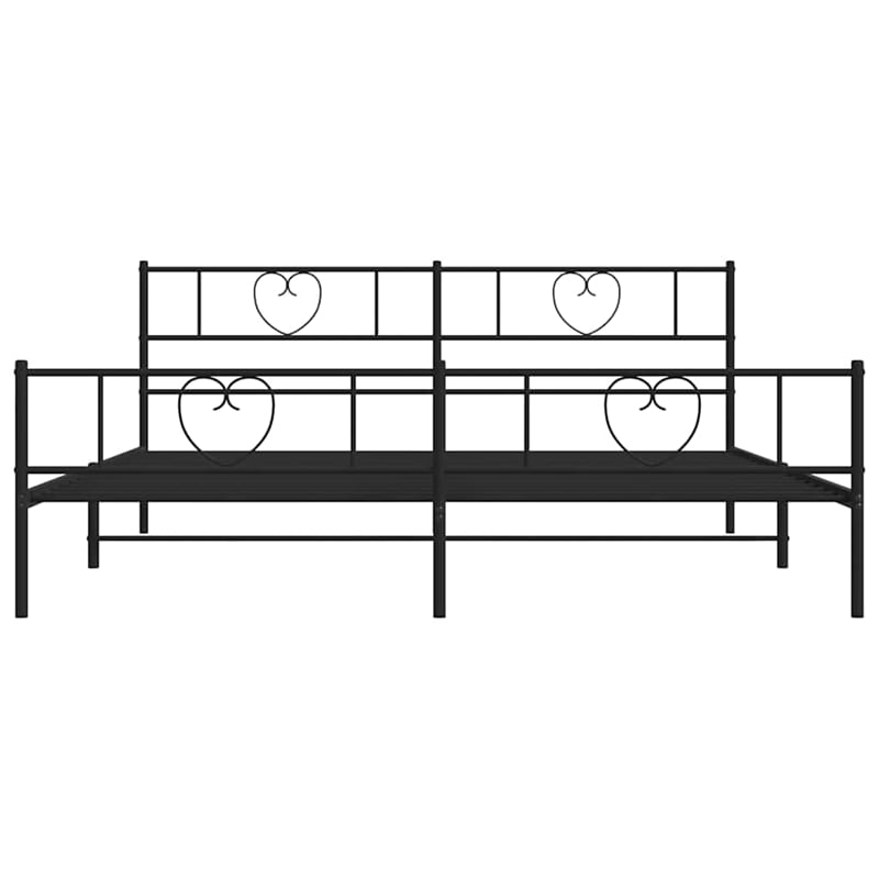 Pemberly Row Powder-Coated Steel Cal King/Double Bed Frame in Black