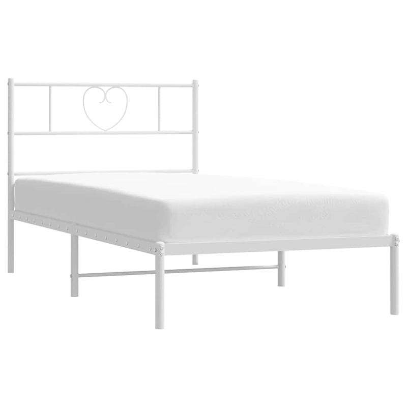 Pemberly Row Rectangular Powder-Coated Steel Twin Bed Frame in White