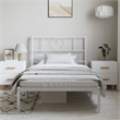 Pemberly Row Rectangular Powder-Coated Steel Twin Bed Frame in White