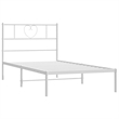 Pemberly Row Rectangular Powder-Coated Steel Twin Bed Frame in White