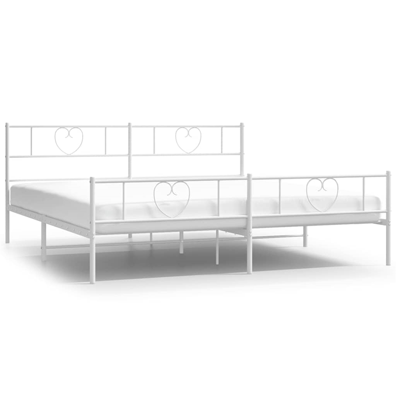 Pemberly Row Rectangular Modern Steel Cal King/Double Bed Frame in White