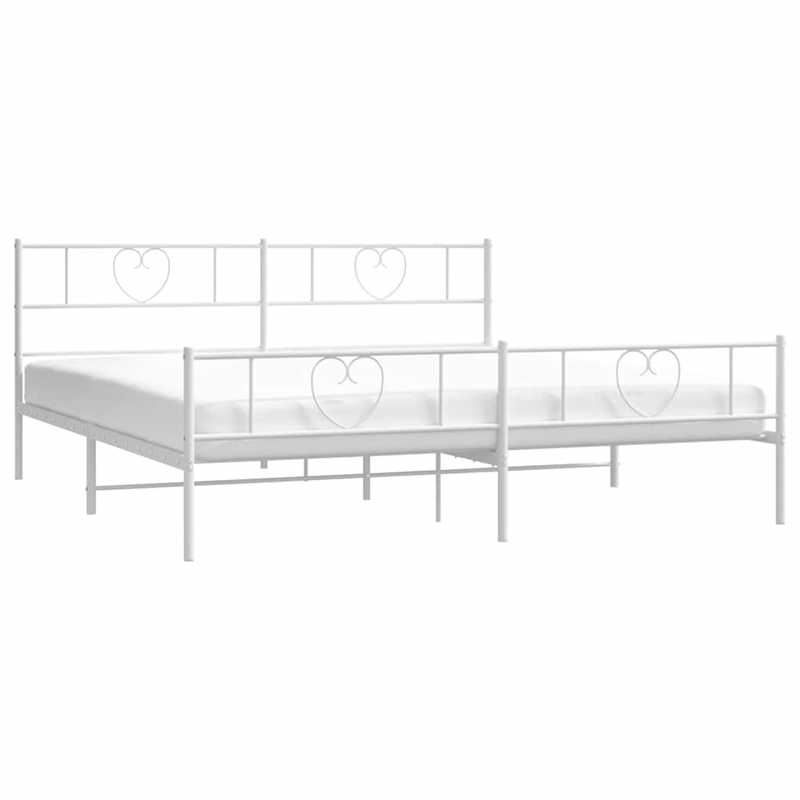 Pemberly Row Rectangular Modern Steel Cal King/Double Bed Frame in White