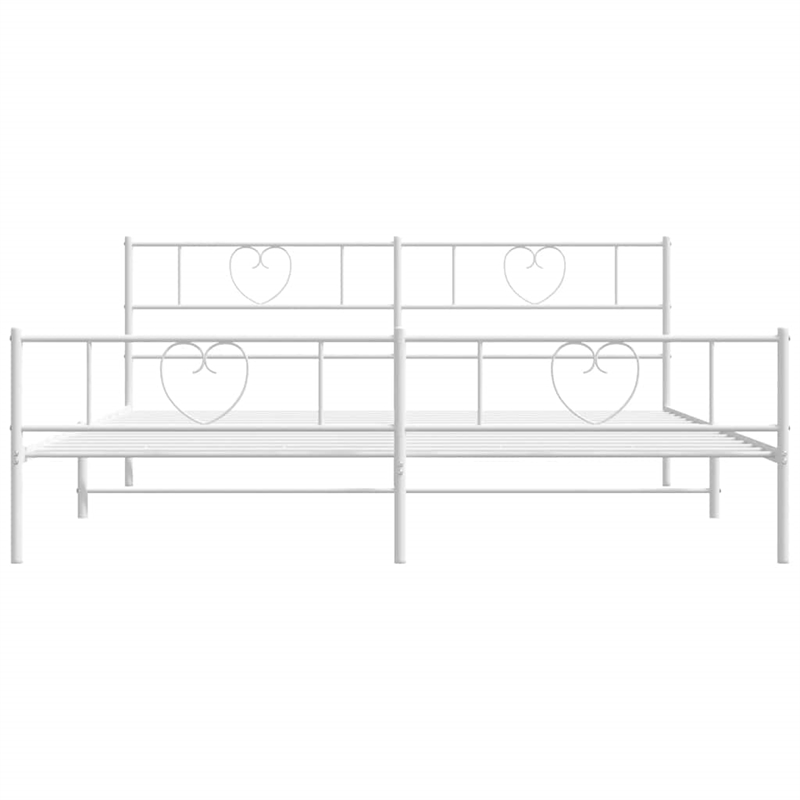 Pemberly Row Rectangular Modern Steel Cal King/Double Bed Frame in White