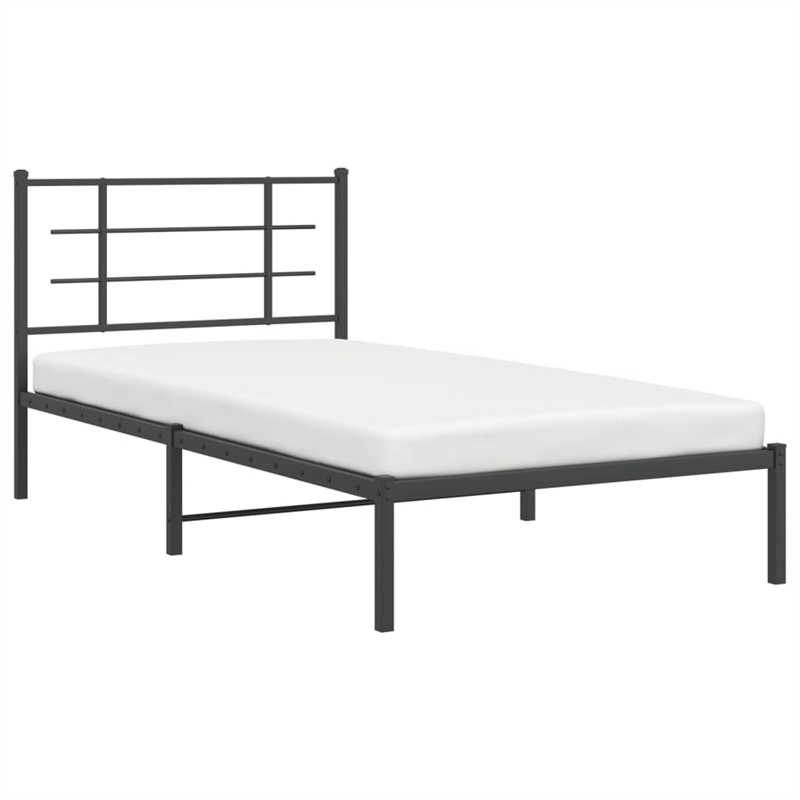 Pemberly Row Contemporary Powder-Coated Steel Twin Bed Frame in Black