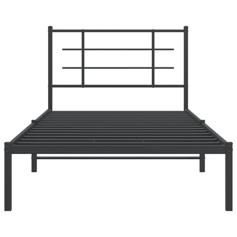 Pemberly Row Contemporary Powder-Coated Steel Twin Bed Frame in Black