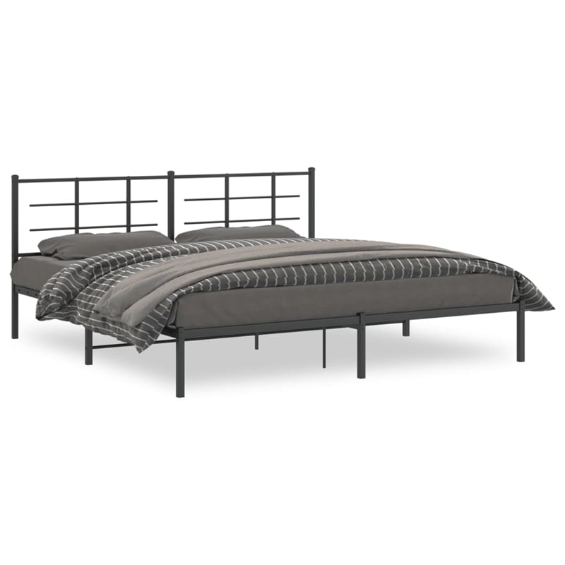 Pemberly Row Powder-Coated Steel King/Double Bed Frame in Black