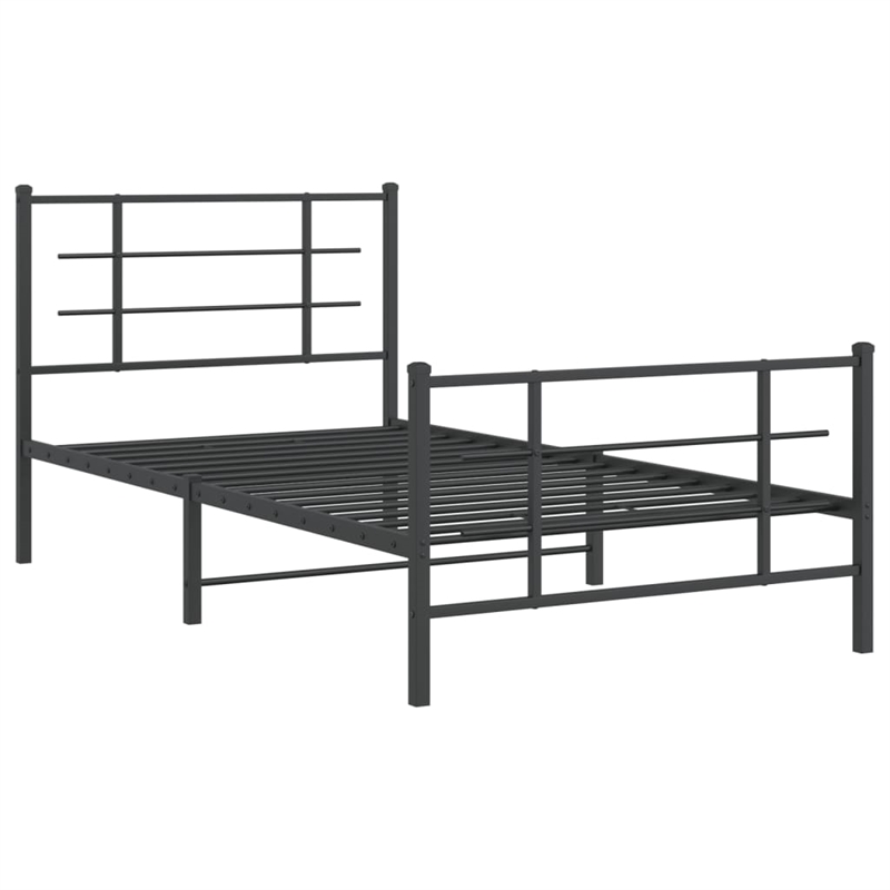 Pemberly Row Contemporary Powder-Coated Steel Twin Bed Frame in Black