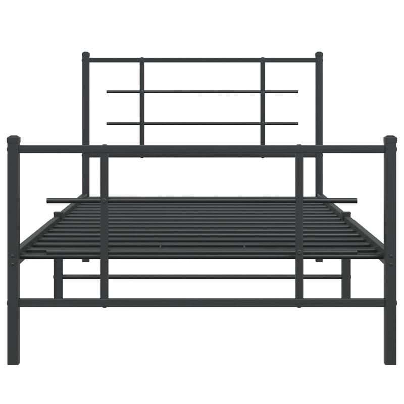 Pemberly Row Contemporary Powder-Coated Steel Twin Bed Frame in Black