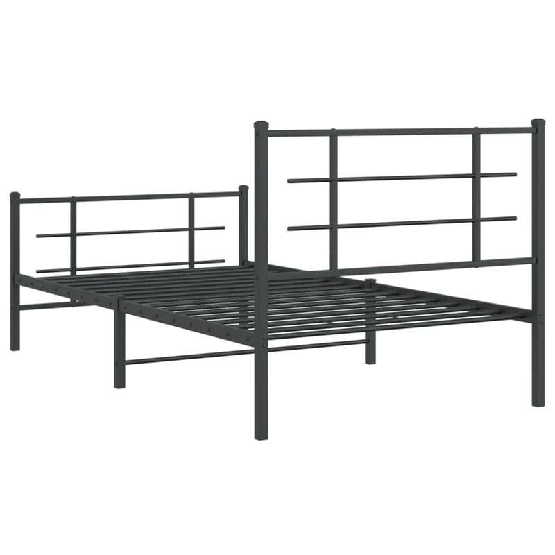 Pemberly Row Contemporary Powder-Coated Steel Twin Bed Frame in Black