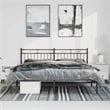 Pemberly Row Contemporary Powder-Coated Steel Queen Bed Frame in Black