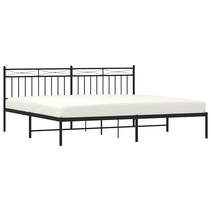 Pemberly Row Contemporary Powder-Coated Steel Queen Bed Frame in Black