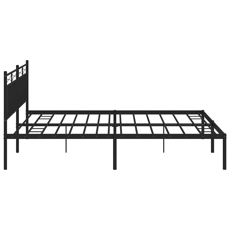 Pemberly Row Contemporary Powder-Coated Steel Queen Bed Frame in Black