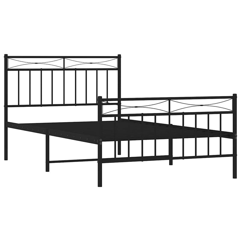 Pemberly Row Contemporary Powder-Coated Steel Twin Bed Frame in Black