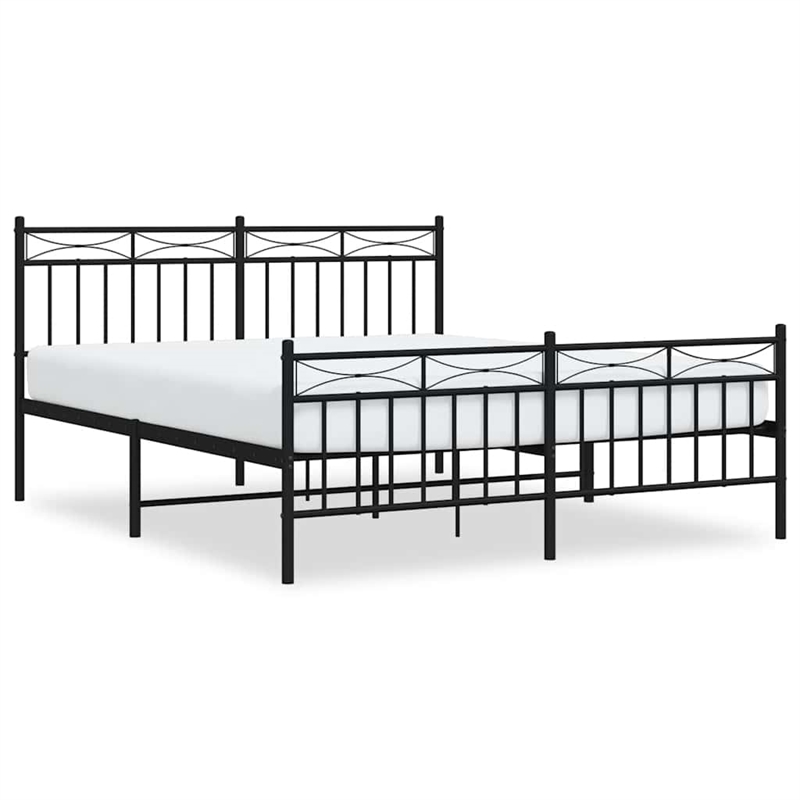 Pemberly Row Powder-Coated Steel Queen/Double Bed Frame in Black