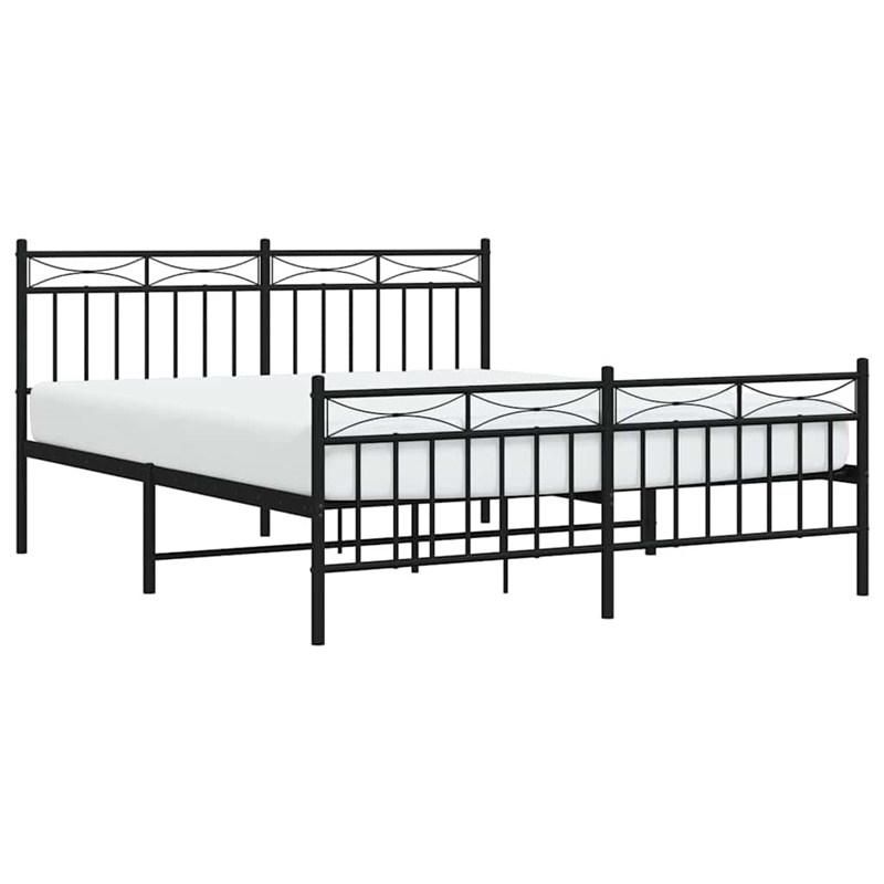 Pemberly Row Powder-Coated Steel Queen/Double Bed Frame in Black
