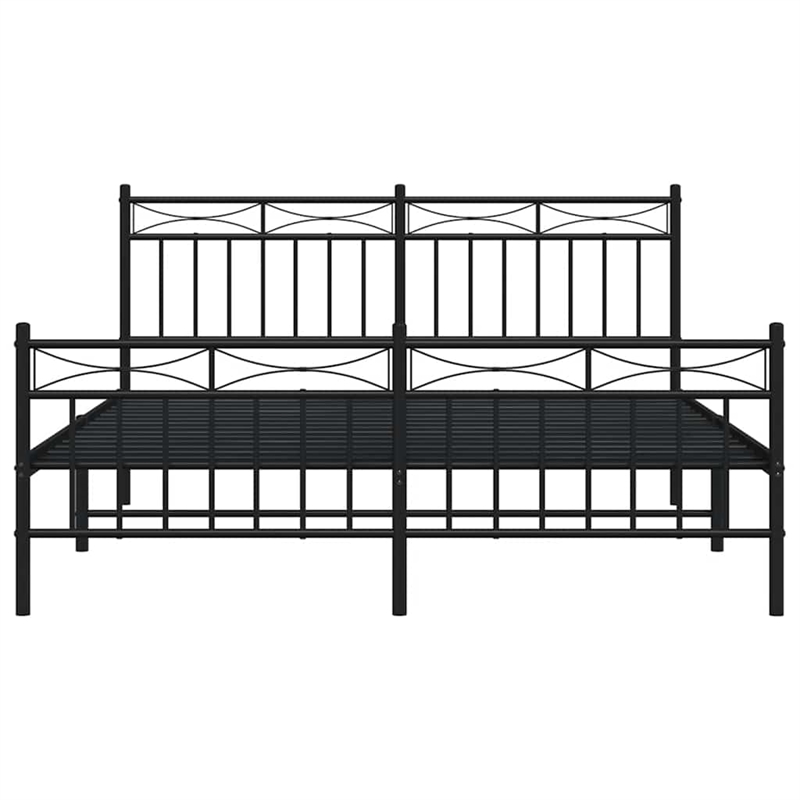 Pemberly Row Powder-Coated Steel Queen/Double Bed Frame in Black